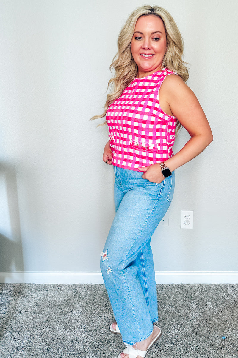 The Tinsley Gingham Horsebit Top