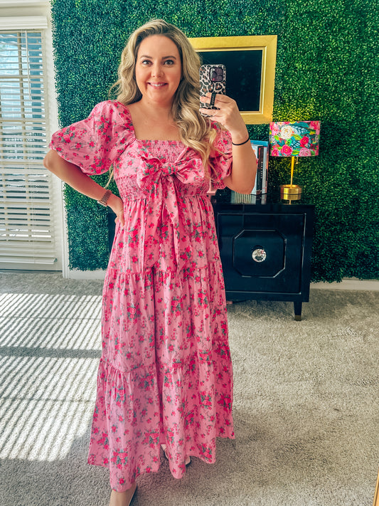 Bows & Bloom Puff Sleeve Dress