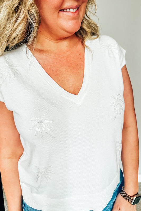 Palm Beach Party Sequin Knit Top by Lili Sidonio