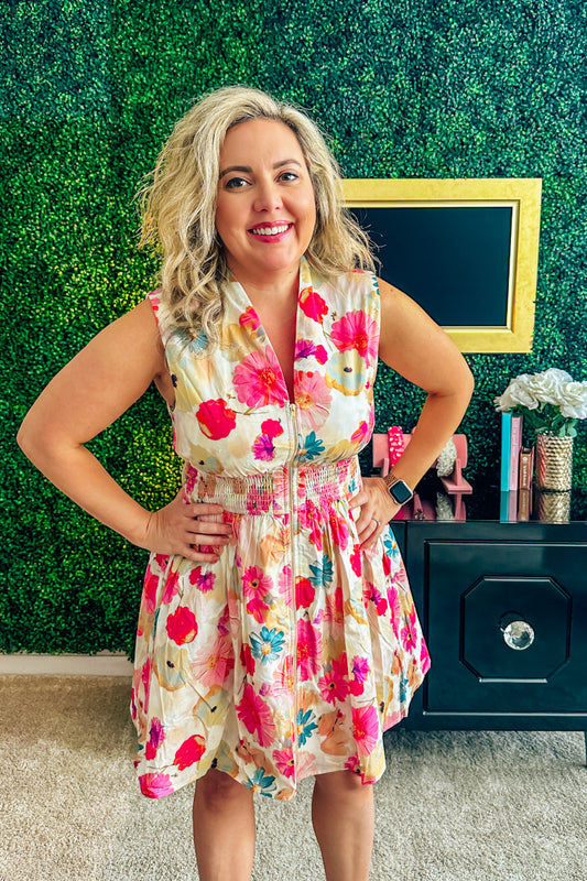 Carlie Floral Zip-Up Dress
