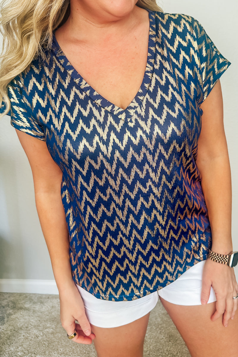 The Monaco Metallic V-Neck Top