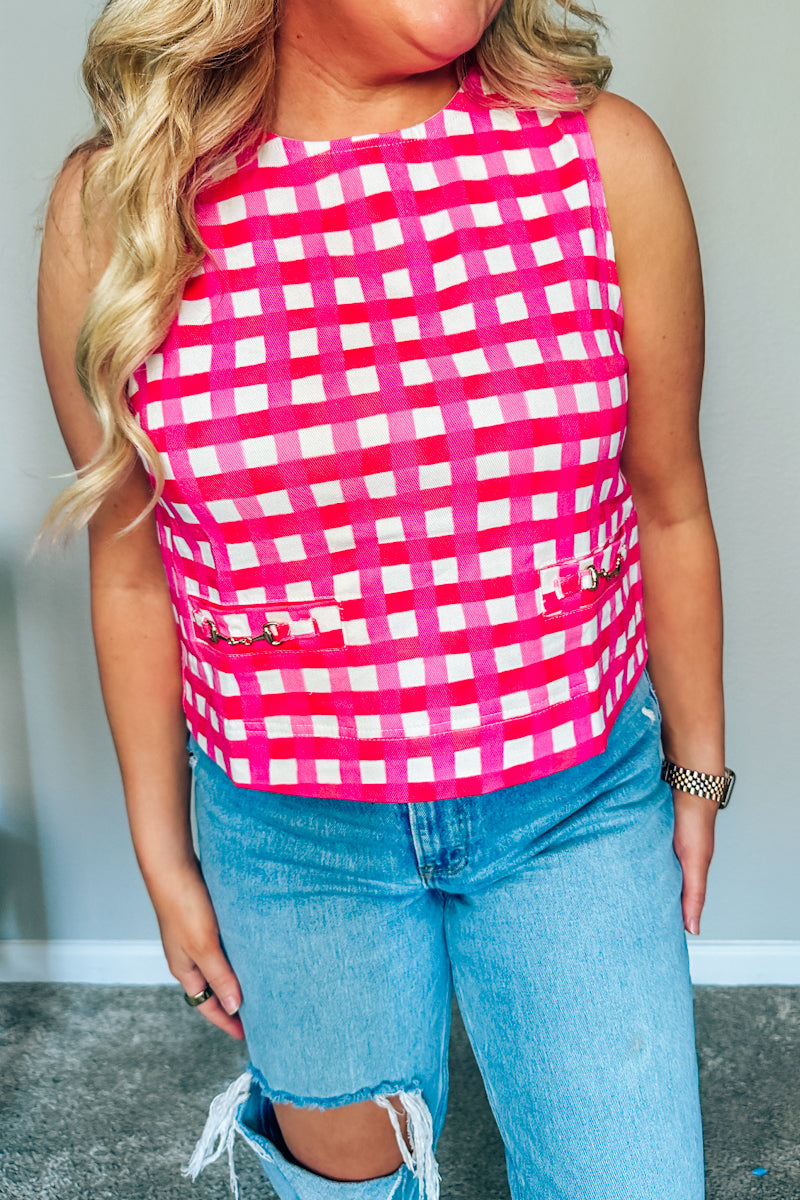 The Tinsley Gingham Horsebit Top