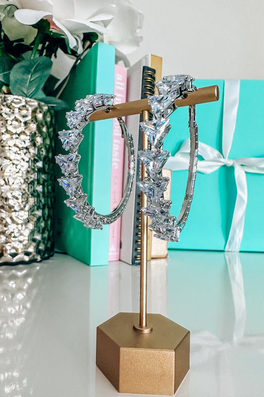 "Michelle" Triangle Hoop Silver