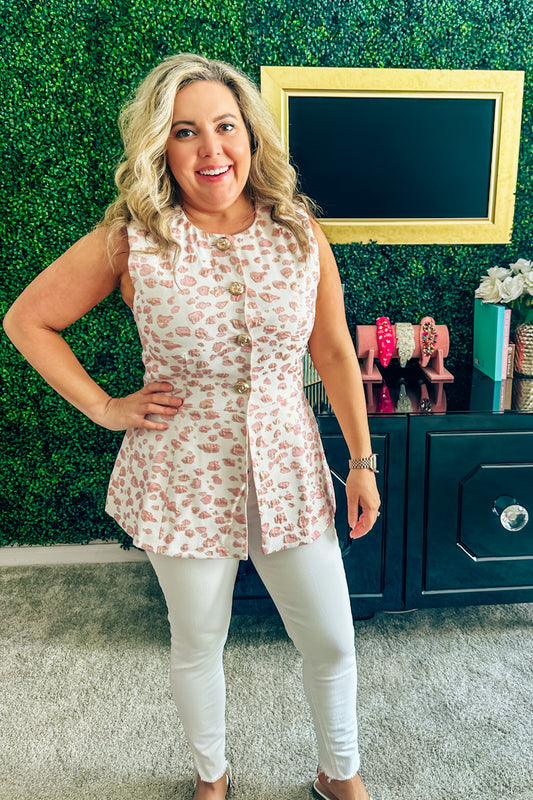 Bailiey Pink Leopard Jacqard Vest Top