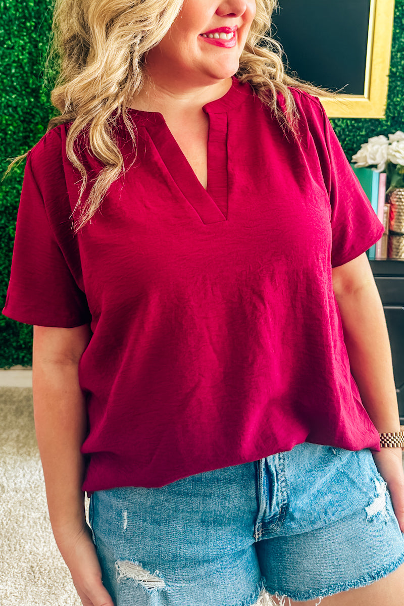 Becky Basic Lightweight Blouse - Maroon