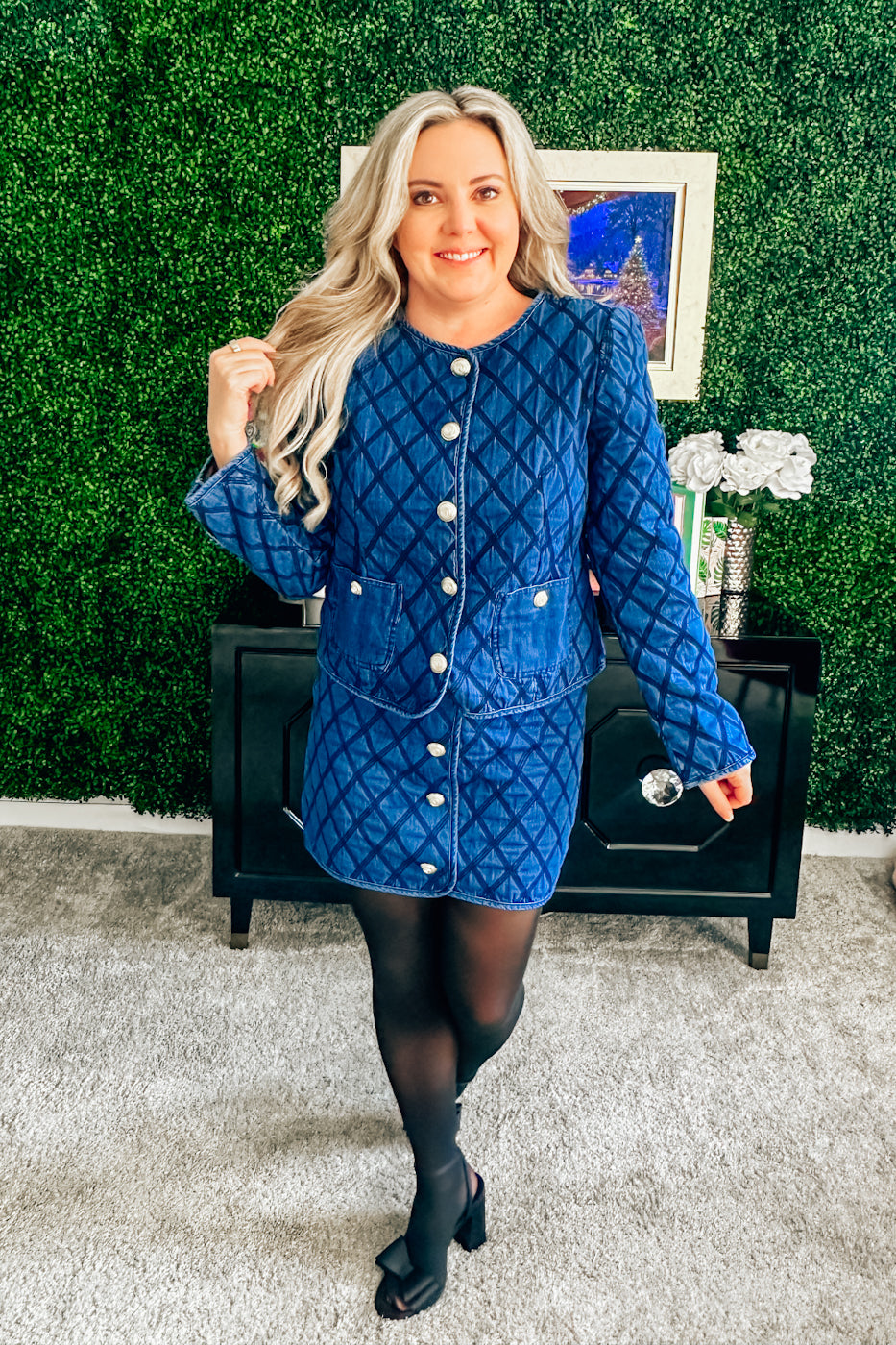 The Chateau Indigo Denim Quilted Jacket