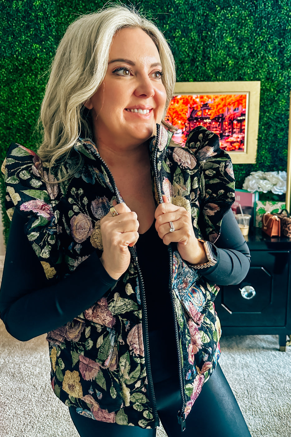 Rosewood Tapestry Puffer Vest