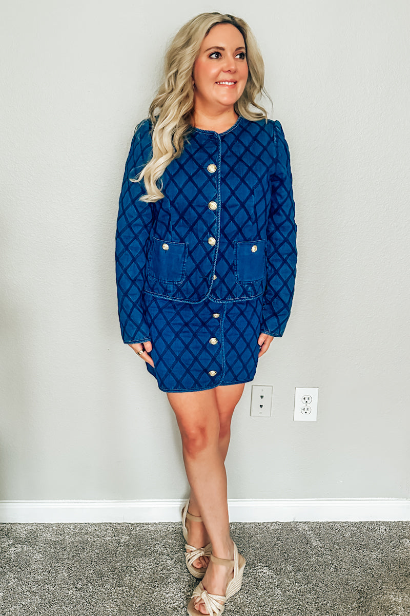 Denim Stitch Skirt by Karlie