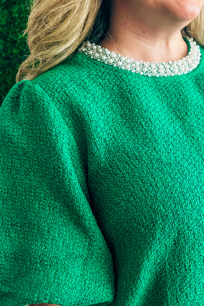 Pine & Pearls Tweed Blouse