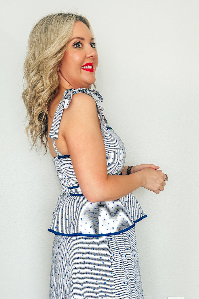 The Old Glory Peplum Midi Dress