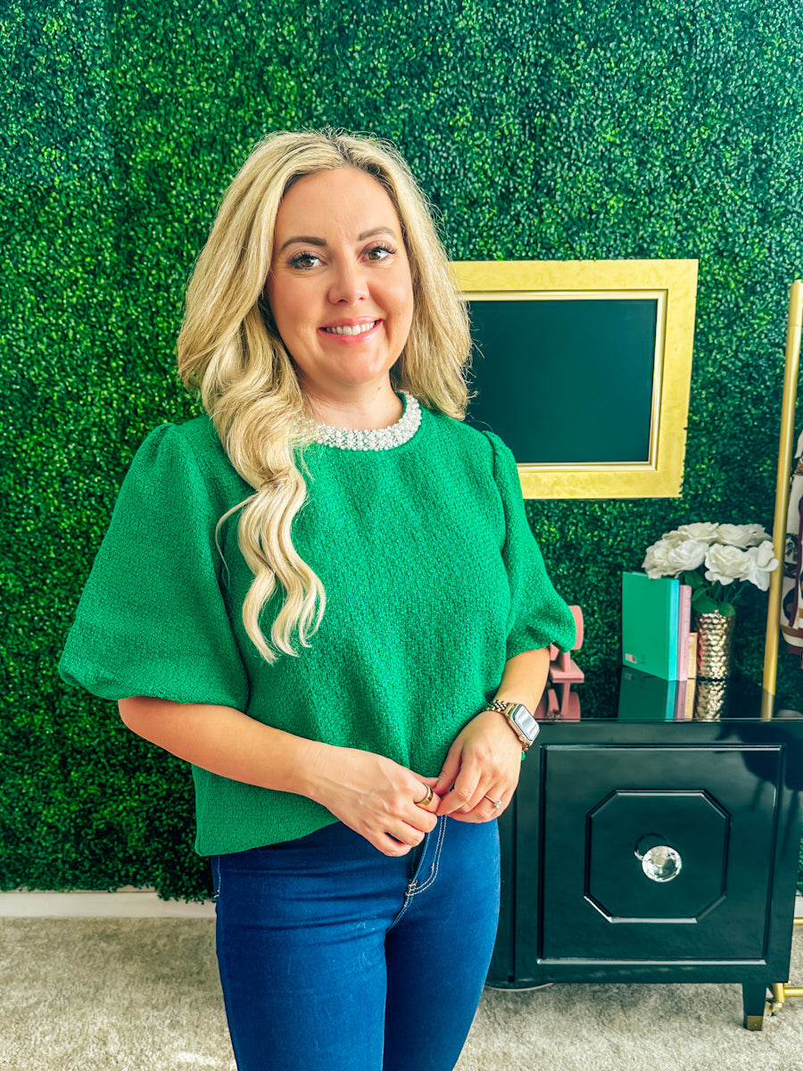 Pine & Pearls Tweed Blouse