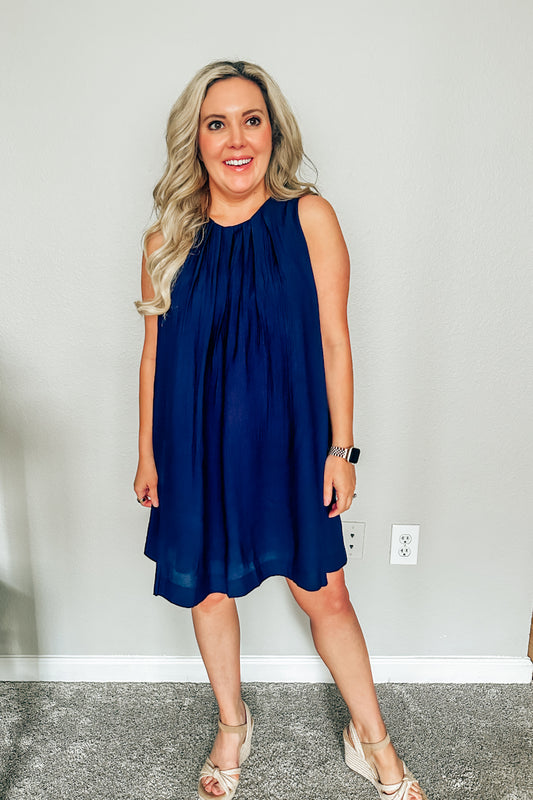 The Jubilee Navy Blue Swing Dress