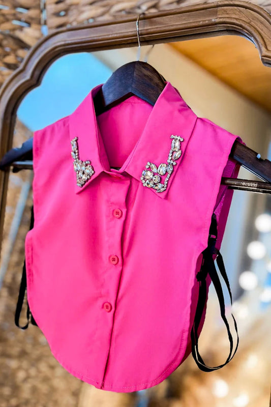 Hot Pink Rhinestone Faux Collar Dickey