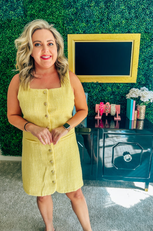 Alexis Butter Yellow Tweed Dress
