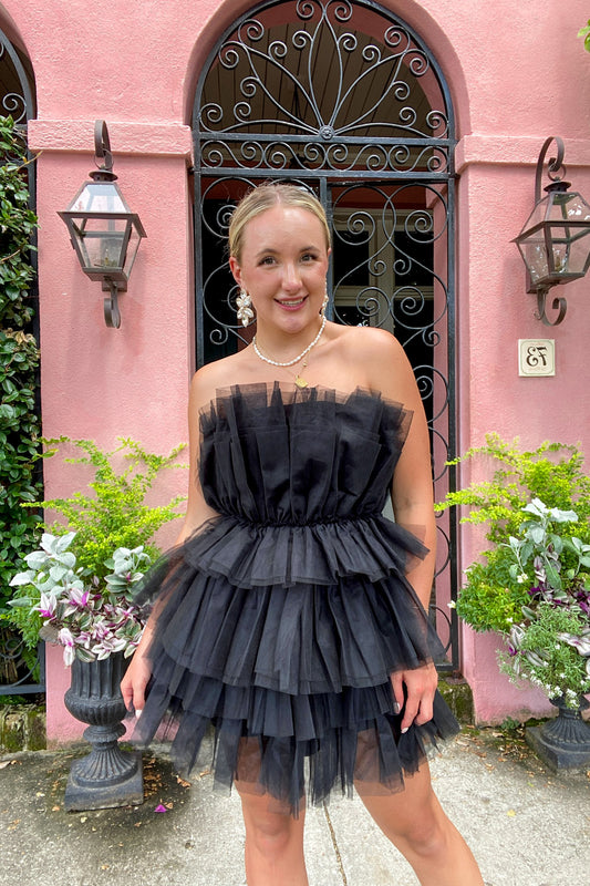 "Main Character" Black Tiered Tulle Dress