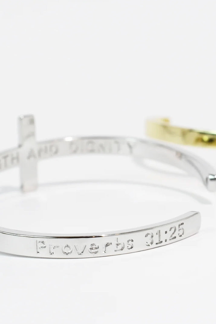 "She is Clothed with Strength and Dignity" Bangle Bracelet