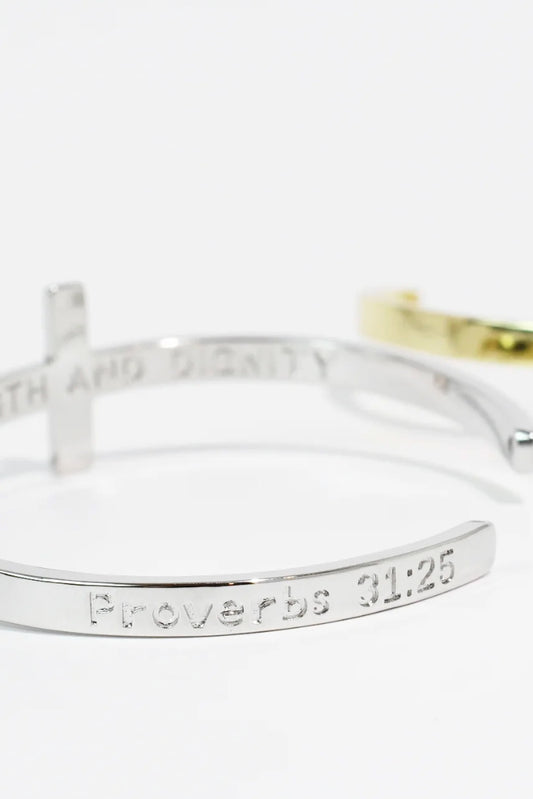 "She is Clothed with Strength and Dignity" Bangle Bracelet
