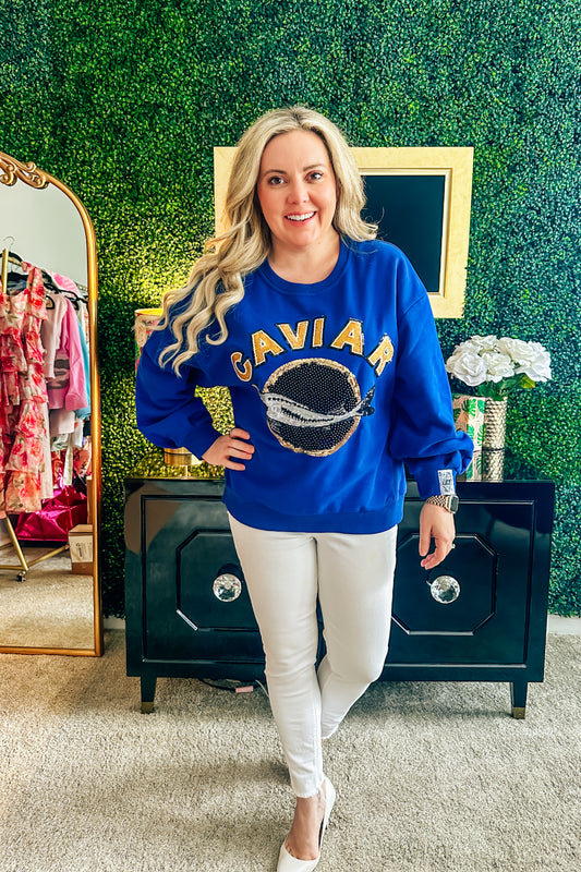 Queen of Sparkles Dark Blue Caviar Sweatshirt