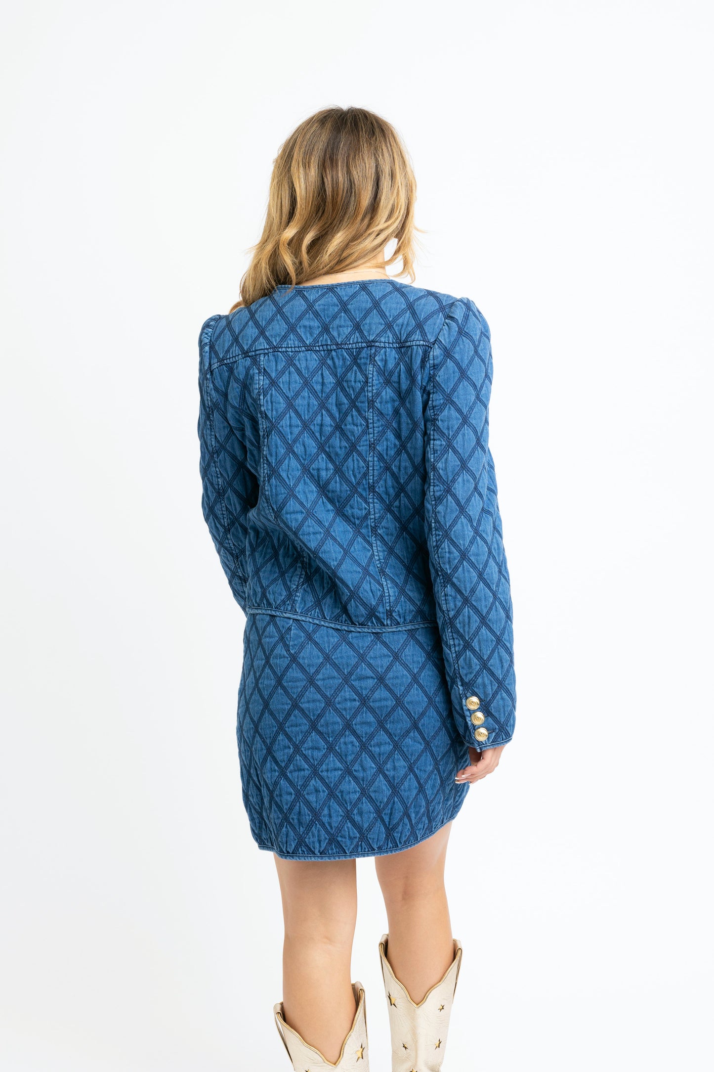 The Chateau Indigo Denim Quilted Jacket