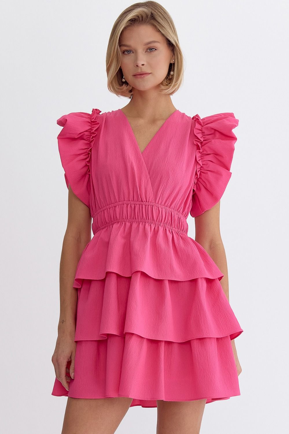 "Camellia" Pink Ruffled Dress