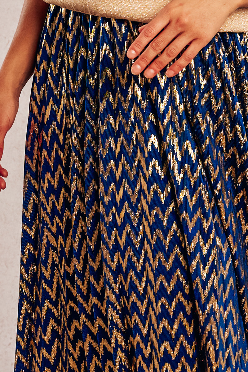 The Monaco Metallic Pleated Skirt