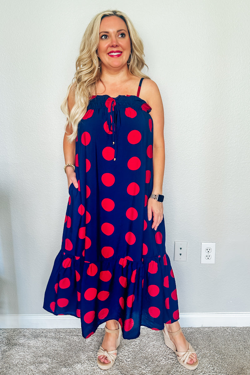 The Grandstand Polka Dot Midi