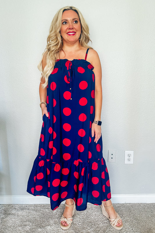 The Grandstand Polka Dot Midi