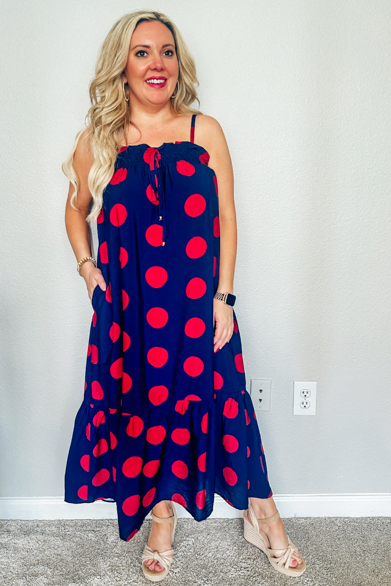 The Grandstand Polka Dot Midi