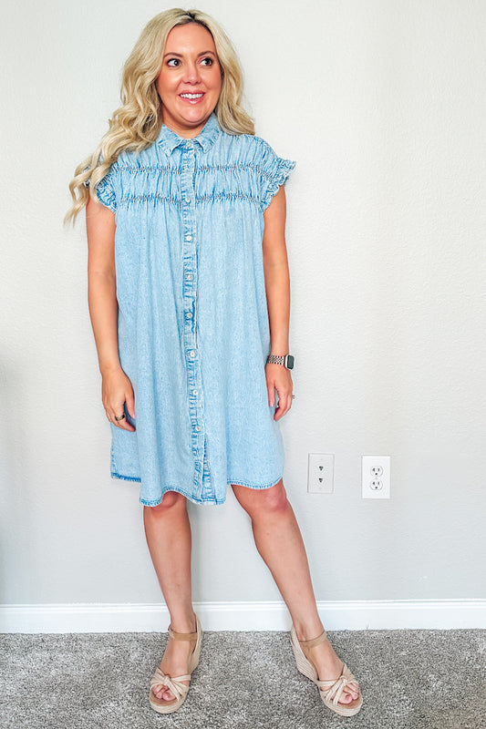 The Lexington Denim Shirtdress in Vintage Wash