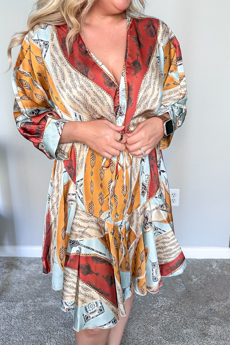 The Paisley Satin Scarf Dress