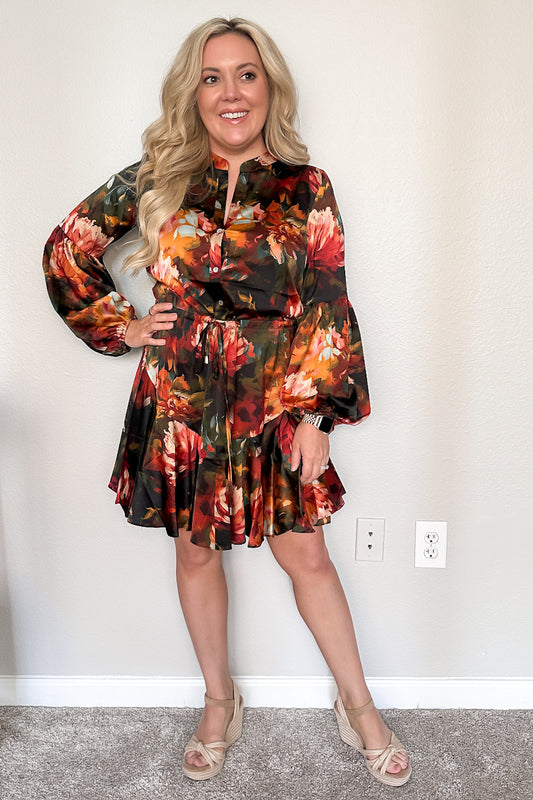 The Dahlia Satin Floral Dress