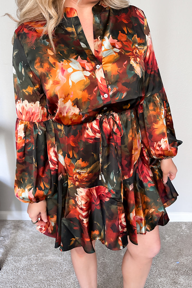 The Dahlia Satin Floral Dress