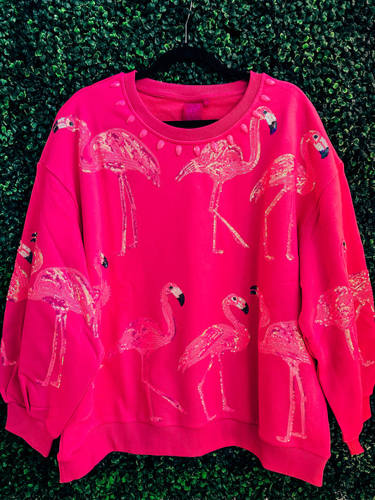 Queen of Sparkles Hot Pink Flamingo Sweatshirt
