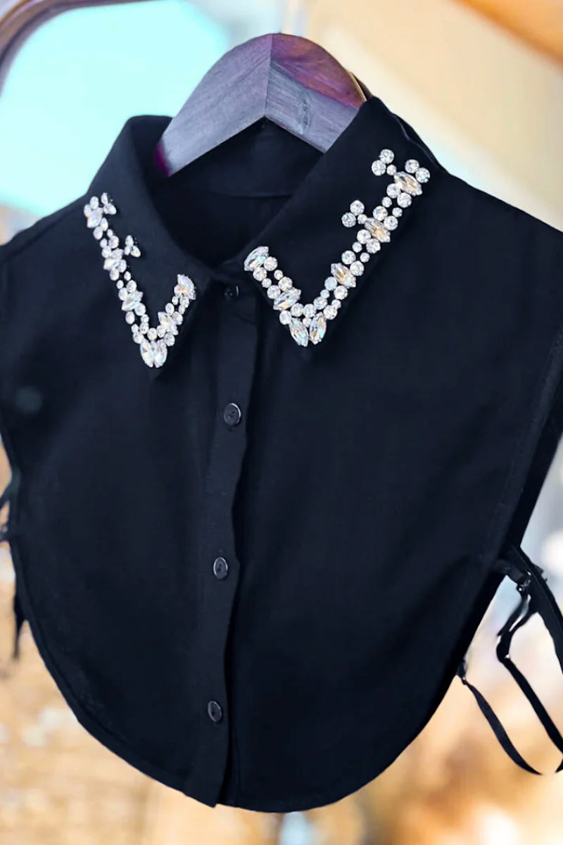 Black Rhinestone Faux Collar Dickey