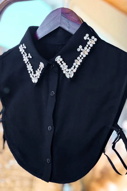 Black Rhinestone Faux Collar Dickey