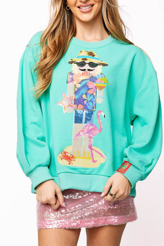 Queen of Sparkles Aqua Tropical Vacation Nutcracker Sweatshirt