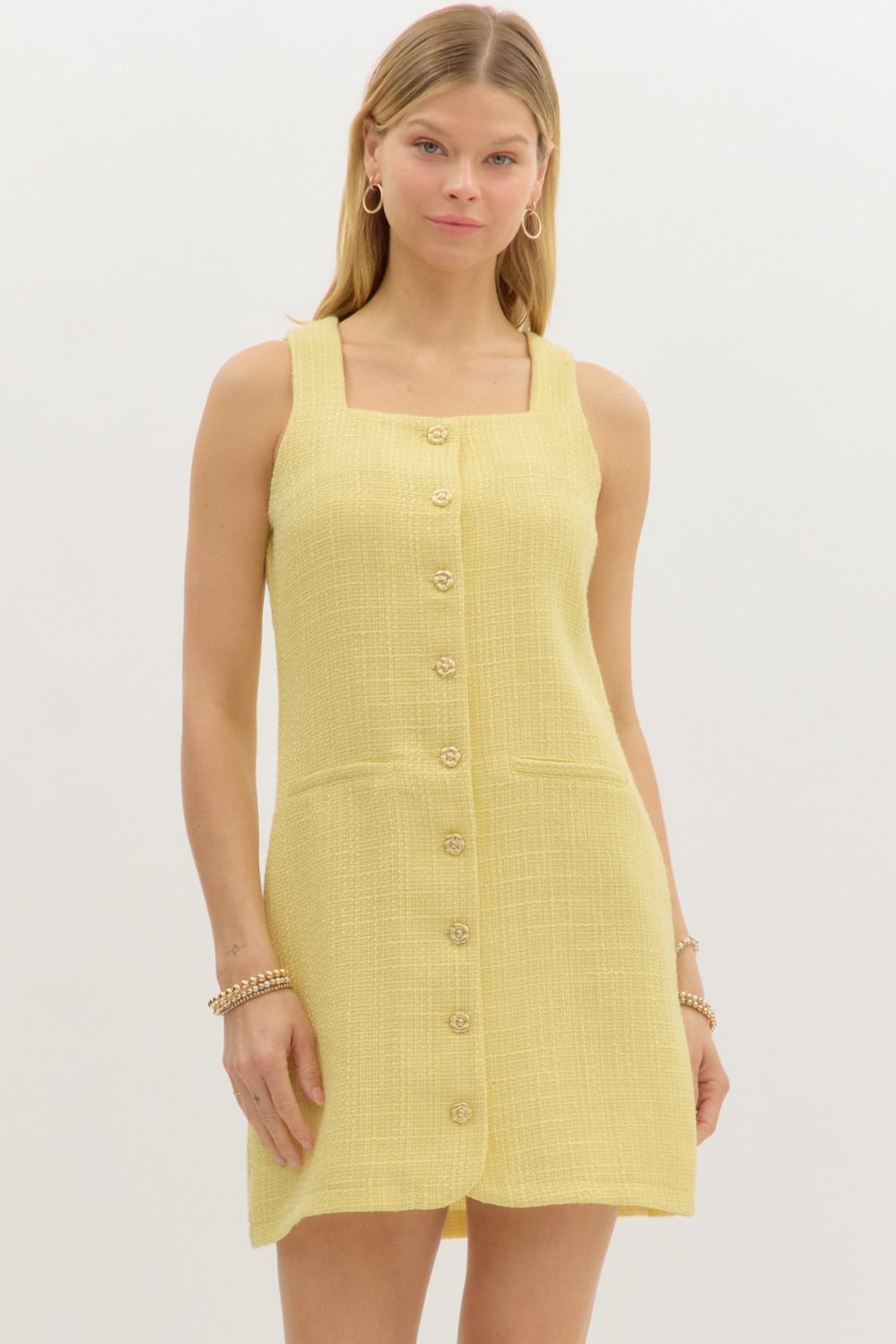 Alexis Butter Yellow Tweed Dress Medium Alexis Butter Yellow Tweed Dress Medium