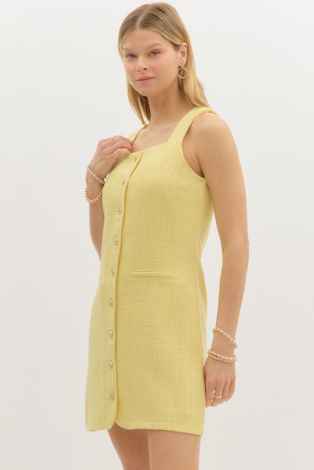 Alexis Butter Yellow Tweed Dress Medium Alexis Butter Yellow Tweed Dress Medium