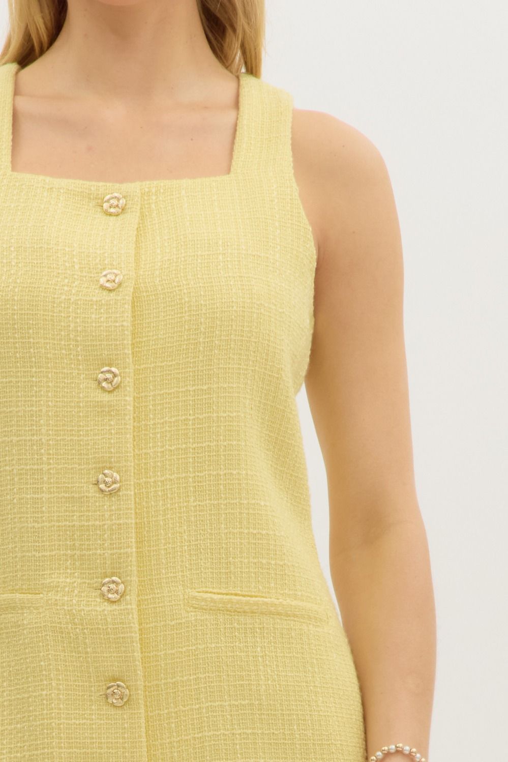 Alexis Butter Yellow Tweed Dress Medium Alexis Butter Yellow Tweed Dress Medium