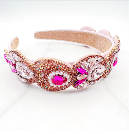 "Evelyn" Pink Jeweled Headband